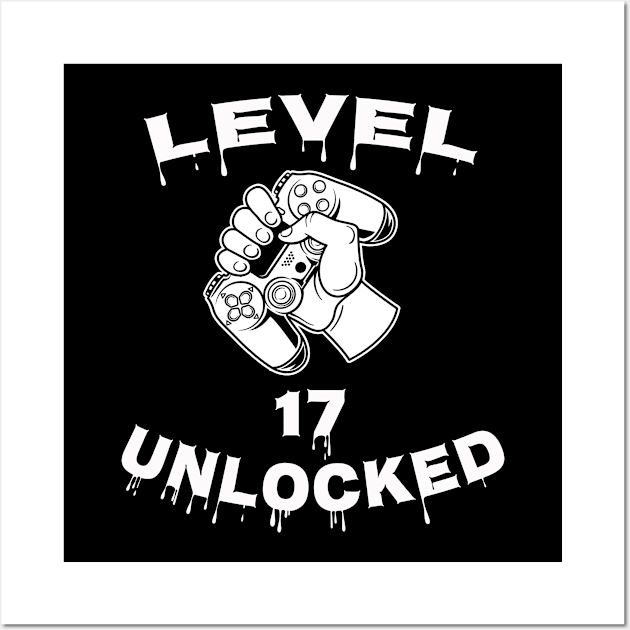 Level 17 Unlocked - Funny Mens 17th Birthday Gamer Wall Art by Happysphinx